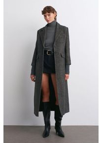 Getextureerde Tweed Lange Overjas