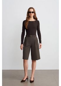 Hoge taille Geknoopte Geweven Tailored Shorts