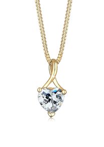 Silberkette Elli Premium "Halskette Herz Infinity Zirkonia 585 Gelbgold" Gr. 45, gold, Halsketten, Damen, Gelbgold 585, Silberkette