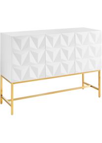 Sideboard OTTO HOME "Rovuma", wei&szlig;, B:120cm H:85cm T:42,5cm, Sideboards, Sideboard, in 3D-Optik und goldfarbenem Metallgestell