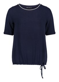 Rundhalsshirt BETTY BARCLAY "Casual-Shirt mit Tunnelzug", Damen, Gr. 40, blau (dunkelblau), Obermaterial: 73% Viskose CV. 23% Polyester PES. 4% Elasthan EL., Shirts Rundhalsshirt