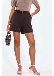 Hoge Taille Wijde Pijp Gecureerde Shorts