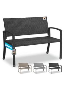 Casaria Polyrattan Gartenbank Schwarz 122x58x87cm