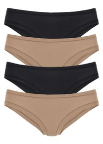 Jazz-Pants Slips Lascana, Damen, Gr. 48/50, 4 Stk., beige (sand, schwarz), Single Jersey, Obermaterial: 92% Baumwolle, 8% Elasthan, unifarben, k&ouml;rpernah, Unterhosen Jazz-Pants Slips, "Perfect Basics" aus elastischer Baumwolle