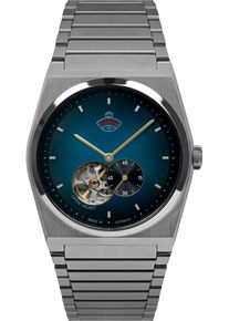 Automatikuhr RUHLA "Space Control Automatik", silber (silberfarben, dunkelblau), Armbanduhren, Herren, Automatikuhr, Armbanduhr, Herrenuhr, Mechanische Uhr, Saphirglas, Made in Germany