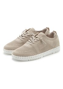 Sneaker ELBSAND "Freizeitschuh, Slip-On-Sneaker", Damen, Gr. 40, beige (hellgrau), Obermaterial: 64% Textilmaterial, 36% Lederimitat. Decksohle: 100% Textilmaterial. Futter: 83% Textilmaterial, 17% Lederimitat. Laufsohle: 100% Synthetik, unifarben, Basic, Schuhe Sneaker, zum Reinschl&uuml;pfen mit elastischen Schn&uuml;rb&auml;ndern VEGAN
