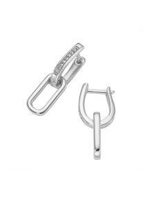 Paar Creolen Firetti "Schmuck Geschenk Silber 925 Ohrschmuck Ohrringe Behang ovalf&ouml;rmig", silberfarben, kristallwei&szlig;, kristallwei&szlig;, Ohrringe, Damen, Silber 925 (Sterlingsilber), Paar Creolen, mit Zirkonia (synth.)