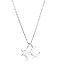 Kette mit Anh&auml;nger Elli "Halskette Stern Mond Anh&auml;nger Astro Basic 925 Silber" Gr. 42, silber, Halsketten, Damen, ohne Stein, Silber 925 (Sterlingsilber), Kette mit Anh&auml;nger
