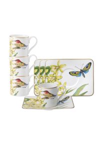 Villeroy & Boch Tasse VILLEROY & BOCH "Espressotassen mit Untertassen Amazonia 60 ml 4er Set bunt", bunt, B:11cm H:7,1cm, Porzellan, Trinkgef&auml;&szlig;e, Tasse, Handw&auml;sche wird empfohlen
