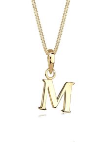 Kette mit Anh&auml;nger Elli "Halskette Letter M 925 Sterling Silber vergoldet" Gr. 45, gold, Halsketten, Damen, ohne Stein, Silber 925 (Sterlingsilber), Kette mit Anh&auml;nger
