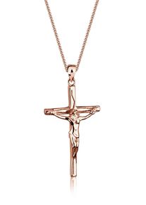 Kette mit Anh&auml;nger Elli "Halskette mit Anh&auml;nger Kreuz Jesus Kruzifix 925 Silber" Gr. 45, rosa (rosegold), Halsketten, Damen, ohne Stein, Silber 925 (Sterlingsilber), Kette mit Anh&auml;nger