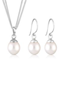 Ohrring und Ketten Set Elli Premium "Schmuckset Mit S&uuml;&szlig;wasserzuchtperlen Tropfen 925 Silber" Gr. 45, silber, Schmuck_Sets, Damen, Blacklist, Silber 925 (Sterlingsilber), Ohrring und Ketten Set
