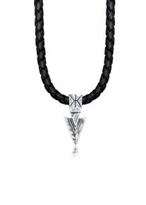Kette mit Anh&auml;nger Kuzzoi "Halskette Herren Lederkette Arrow Pfeil Oxidiert 925 Silber" Gr. 50, silber, Halsketten, Herren, ohne Stein, Silber 925 (Sterlingsilber), Kette mit Anh&auml;nger