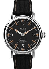 Quarzuhr Timex "WATERBURY STANDARD", schwarz, Armbanduhren, Herren, Quarzuhr, Armbanduhr, Herrenuhr, Leuchtzeiger, Mineralglas, analog