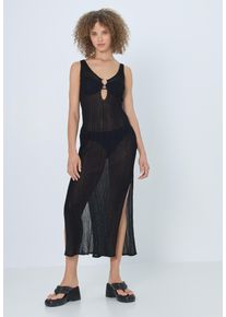 Strandkleid LSCN BY LASCANA, Damen, Gr. 42, N-Gr, schwarz, Strick, Obermaterial: 82% Viskose, 18% Polyester, unifarben, figurbetont ca. Mitte Wade, Kleider Strandkleid, Midikleid, Strickkleid
