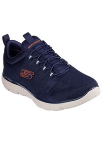 Slip-On Sneaker Skechers "SUMMITS", Herren, Gr. 41, orange (navy, orange), Textil, Schuhe Slip-On Sneaker, Freizeitschuh, Slipper, Komfortschuh mit elastischer Bungee-Schn&uuml;rung