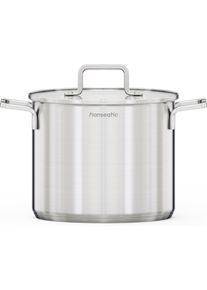 Suppentopf Hanseatic "DAILY", silberfarben, H:18cm &Oslash;:22cm, T&ouml;pfe, Suppentopf, handfreundliche Griffe, Literskala, Glasdeckel, Induktion
