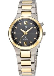 Funkuhr ETT "Everest Lady", grau (titansilberfarben, goldfarben), Armbanduhren, Damen, Funkuhr, Armbanduhr, Damenuhr, Solar, Titan