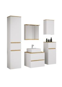 Waschtisch Vcm "6 tlg. Badm&ouml;bel-Set mit Waschbecken Cosila-A 60 cm", wei&szlig;, B:140cm T:51cm, Waschtische, Waschtisch