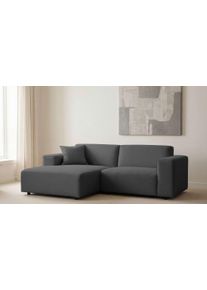 Ecksofa OTTO HOME "Naddine", anthrazit, B:228cm H:75cm T:156cm, 100% Polyester, Sofas, Ecksofa, B. 228 cm, L-Form, Strukturstoff M&eacute;lange-Effekt, Wellenunterfederung
