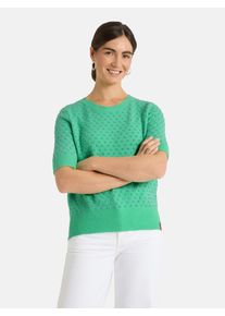LIEBLINGSST&Uuml;CK Rundhalspullover LIEBLINGSST&Uuml;CK "TanjaL", Damen, Gr. 34, gr&uuml;n, Strick, Obermaterial: 38% Polyacryl, 31% Baumwolle, 21% Polyester, 10% Polyamid, gepunktet, unifarben mit Farbeins&auml;tzen, regular fit h&uuml;ftlang, Rundhals, Rippb&uuml;ndchen, Pullover Rundhalspullover, mit kurzen &Auml;rmeln, gepunktet
