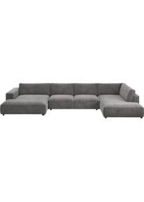 Wohnlandschaft Musterring "MR LUCIA, das ultimative Raumwunder von Musterring", schwarz, grau, B:434cm H:81cm T:224cm, 88% Polyester, 12% Polyacryl, Sofas, Wohnlandschaft, Gigantische Fl&auml;che, erstklassige Kammerkissen & Luxus-Komfort