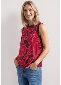Blusentop Street One, Damen, Gr. 34, rot (salsa rot), Web, Obermaterial: 100% Viskose, gebl&uuml;mt, normal h&uuml;ftbedeckend, Rundhals, B&uuml;ndchen kontrastfarben, Blusen Blusentop, Sommertop mit floralem Muster