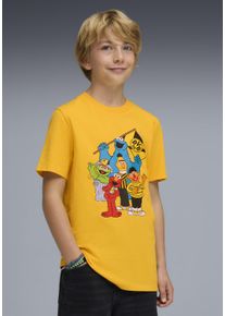 Trainingsshirt Puma "BVB X SESAME STREET TEE JR", Jungen, Gr. 128, gelb sizzle, Puma schwarz, Jersey, Obermaterial: 100% Baumwolle, gemustert, regular fit normal, Rundhals, Shirts Trainingsshirt, Regular Fit, Kurzarm, f&uuml;r Fu&szlig;ball, Rundhalsausschnitt