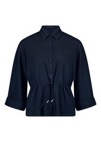 Outdoorbluse Betty Barclay "Blusenjacke mit Tunnelzug", Damen, Gr. 44, blau (dunkelblau), Obermaterial: 99% Polyester PES. 1% Elasthan EL., Blusen Outdoorbluse
