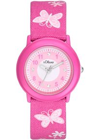 Quarzuhr s.Oliver, pink, Armbanduhren, M&auml;dchen, Quarzuhr, Armbanduhr, Kinderuhr, M&auml;dchen, Schmetterlinge, Blumen, Geschenkidee