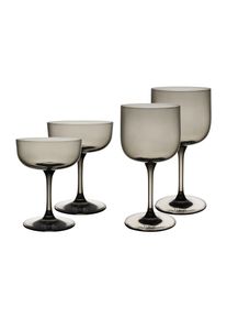 Gl&auml;ser-Set "Wein- und Sektgl&auml;ser Like Glass 4er Set", grau (smoke), B:2cm H:2cm, Glas, LIKE. BY VILLEROY & BOCH, Trinkgef&auml;&szlig;e, Gl&auml;ser-Set, Handw&auml;sche wird empfohlen