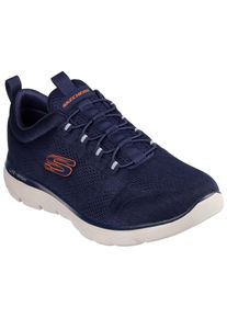 Slip-On Sneaker Skechers "SUMMITS", Herren, Gr. 42, orange (navy, orange), Textil, Schuhe Slip-On Sneaker, Freizeitschuh, Slipper, Komfortschuh mit elastischer Bungee-Schn&uuml;rung