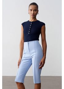 Hoge taille Rechte Capri Shorts Met Splits