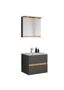 Waschtisch Vcm "3 tlg. Badm&ouml;bel-Set mit Waschbecken Cosila-I 61 cm", schwarz (anthrazit), B:61cm T:47cm, Waschtische, Waschtisch