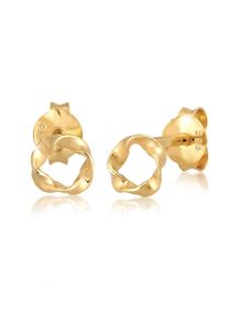 Paar Ohrstecker Elli Premium "Ohrringe Ohrstecker Kreis Rund Gedreht 585 Gelbgold", gold, Ohrringe, Damen, Gelbgold 585, Paar Ohrstecker