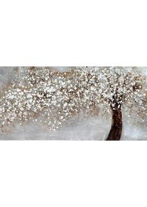 &Ouml;lbild Home Affaire "Albero", wei&szlig; (farbe bild(er): wei&szlig;, silber), B:80cm H:40cm T:3,5cm, Bilder, &Ouml;lbild, handbemalt
