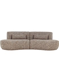 4-Sitzer Woood "Batavier 4-Sitzer Melange-Webstoff halbrunde Form B254 x T122x H74 cm", braun (hellbraun meliert), B:254cm H:74cm T:122cm, Sofas, 4-Sitzer, Tragkraft 320 kg, Ausgezeichnete Verschlei&szlig;festigkeit, mit Zierkissen