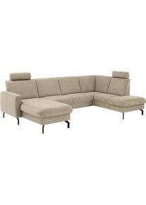 Wohnlandschaft DIE PLANBAR, asina beige, B:307cm H:88cm T:190cm, 94% Polyester, 6% Nylon, Sofas, Wohnlandschaft, Wahlweise mit Kopfst&uuml;tzen, Stauraum und motorischer Vorziehbank