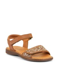 Sandale froddo "Lore Sparkle", M&auml;dchen, Gr. 38, cognac, Leder, Glitzer, festlich, Schuhe Sandale, Sommerschuh, Klettschuh, Sandalette, mit zwei Klettverschl&uuml;sse