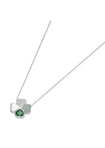 Collier "Collier Mittelteil Kleeblatt, Zirkonia und Kristallsteine, Silber 925", gr&uuml;n, Giorgio Martello MILANO, Halsketten, Damen, Silber 925 (Sterlingsilber), Collier