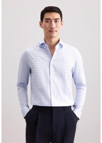 Businesshemd Seidensticker "Schwarze Rose", Herren, Gr. L (42), normale &Auml;rmell&auml;ngen, mittelblau, 100% Baumwolle, kariert, slim fit, 2-Knopf-Manschette, Hemden Businesshemd, Slim 1/1 Kentkragen Karo