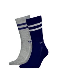 Levi's Socken LEVI'S "LEVIS REGULAR CUT SPORT STRIPE 2P", Damen, Gr. 35-38, blau (navy, grau), Baumwollmischung, normal, Socken Socken, mit auff&auml;lligen Streifen