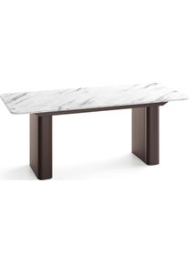 ESSTISCH Riven rechteckig ausziehbar verl&auml;ngerbar mit Butterfly-Auszug, Marmor Wei&szlig; 200-296/90/76 cm