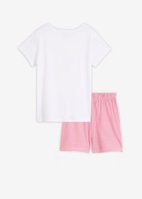 Kort pyjamas i bomull 2 delar - vit - storlek 128/134 - bonprix