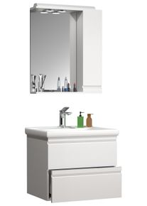 Waschtisch Vcm "3-tlg. Waschplatz Waschtisch Schubladen Silora L", wei&szlig;, B:60cm T:46cm, Waschtische, Waschtisch