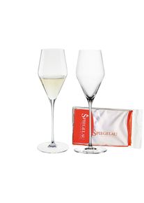 Champagnerglas Spiegelau "Champagnergl&auml;ser + Poliertuch Definition 250 ml 2er Set transparent", bunt (transparent), Glas, Trinkgef&auml;&szlig;e, Champagnerglas