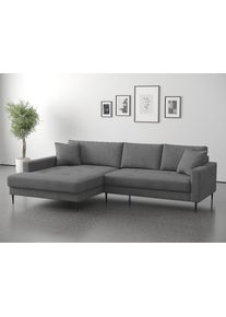 Ecksofa TRENDS BY HG "Summer", grau (b880 memphis 18 ash), B:280cm H:86cm T:174cm, 90% Polyester;10% Nylon, Sofas, Ecksofa, hochwertiger Stoff mit edlem Metallfu&szlig;