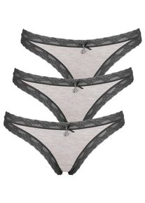 like it! String LIKE IT "3er Pack Damen String Kim", Damen, Gr. M, grau (anthrazit), Stoff, Obermaterial: 95% Modal CMD. 5% Elasthan EL., Unterhosen String