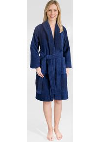 Damenbademantel HAMMETEX "Ren, 100% Baumwolle" Gr. XXL, dunkelblau, L:100cm, Baumwolle, Hausm&auml;ntel, Damenbademantel, 380 g/m&sup2; Frottee Bademantel mit Taschen &ndash; Saugf&auml;hig & Weich