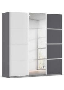 Kleiderschrank OTTO HOME "Mehrzweckschrank Aktenschrank M&ouml;bel Mietswohnung Schlafzimmer AVOLA", grau (graumetallic, alpinwei&szlig;, leisten wei&szlig;), B:203cm H:229cm T:62cm, Holzwerkstoff, Schr&auml;nke, Kleiderschrank, mit eleganten Zierleisten in Chrom, Schwarz oder Wei&szlig; MADE IN GERMANY